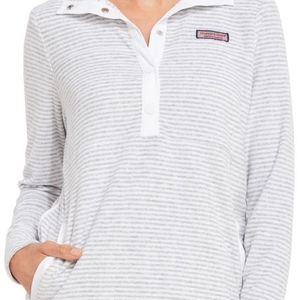 Vineyard Vines Terry Cloth Grey White Stripe Shep Shirt Medium